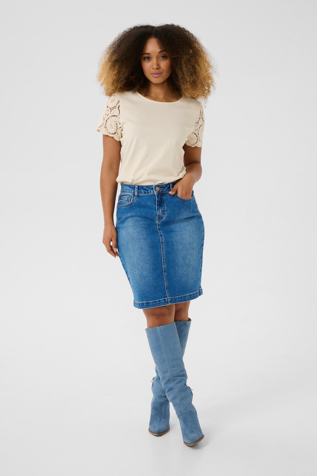 Cream Ebba short Denim Skirt