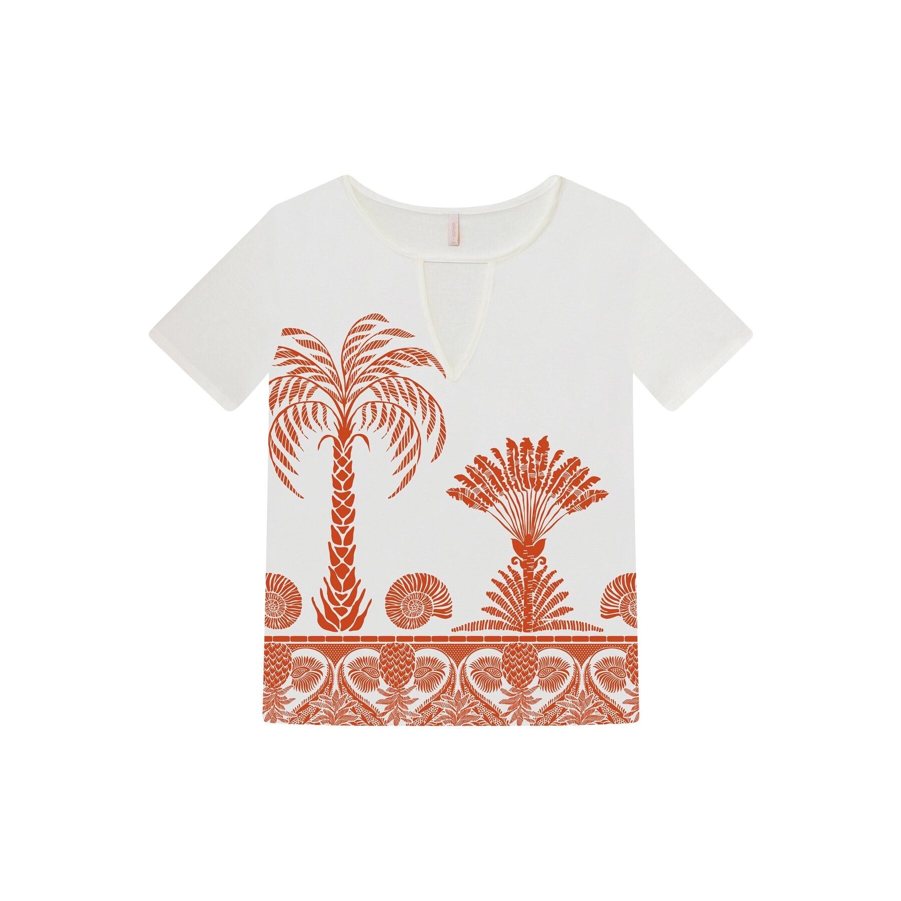 Lez A Lez- Printed Beach Blouse- Orange/White