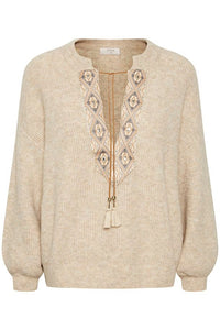 Cream Lara Knit Pullover- Oat